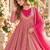 Pink roman silk readymade anarkali suit with embroidery & sequence work