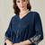 Navy blue printed silk kurta trouser set