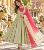 Pista roman silk readymade anarkali suit with embroidery & sequence work