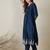 Navy blue printed silk kurta trouser set