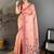 Peach women floral embroidered designer muga saree