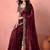 Maroon embellished embroidered tissue saree