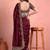 Maroon embellished embroidered tissue saree