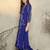 Blue printed viscose rayon kurta trouser set
