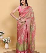 Multicolor vidala clothings elegant floral premium linen-cotton designer saree