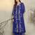 Blue printed viscose rayon kurta trouser set