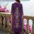 Purple printed viscose rayon kurta trouser set