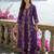 Purple printed viscose rayon kurta trouser set