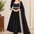 Black roman silk readymade anarkali suit with embroidery & sequence work