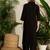Black printed cotton kurta trouser set