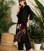 Black printed cotton kurta trouser set