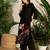 Black printed cotton kurta trouser set