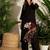Black printed cotton kurta trouser set