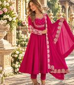 Rani roman silk readymade anarkali suit with embroidery & sequence work