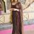 Brown sequinned poly georgette designer saree