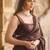 Brown sequinned poly georgette designer saree