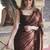 Brown sequinned poly georgette designer saree