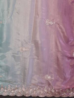 Multicolor ombre sequinned silk blend designer saree 4