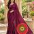 Wine color printed with all over mirror work on premium satin saree