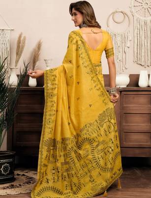 Yellow warli designer saree 3