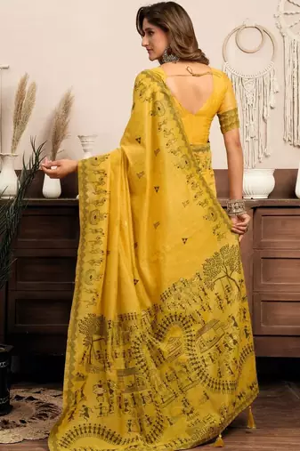 Yellow warli designer saree