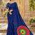 Neavy-blue color printed with all over mirror work on premium satin saree