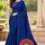 Neavy-blue color printed with all over mirror work on premium satin saree