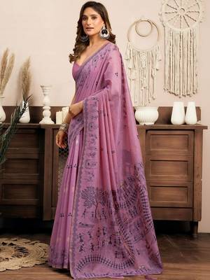 Lavender warli designer saree 2