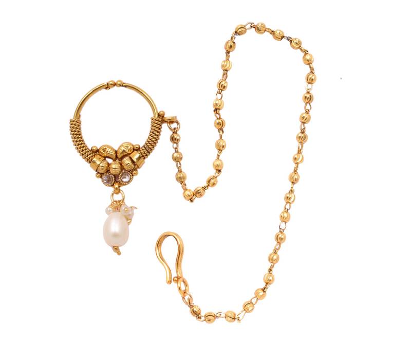 Golden Jodha Nose Ring For Women