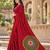 Red color printed with all over mirror work on premium satin saree