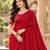 Red color printed with all over mirror work on premium satin saree