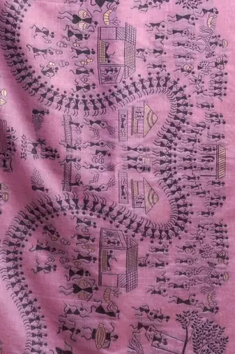 Lavender warli designer saree