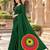 Green color printed with all over mirror work on premium satin saree