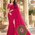 Pink color printed with all over mirror work on premium satin saree
