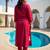Maroon embroidered viscose rayon kurta trouser set