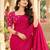 Pink color printed with all over mirror work on premium satin saree