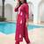 Maroon embroidered viscose rayon kurta trouser set