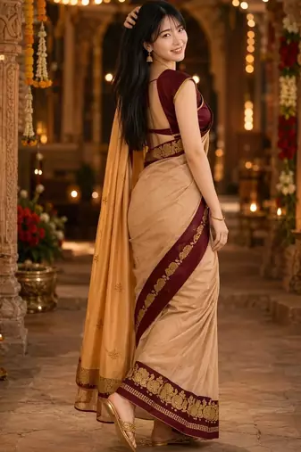 Beige zari  cotton kanjeevaram saree