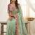 Sea green floral embroidered silk blend designer saree