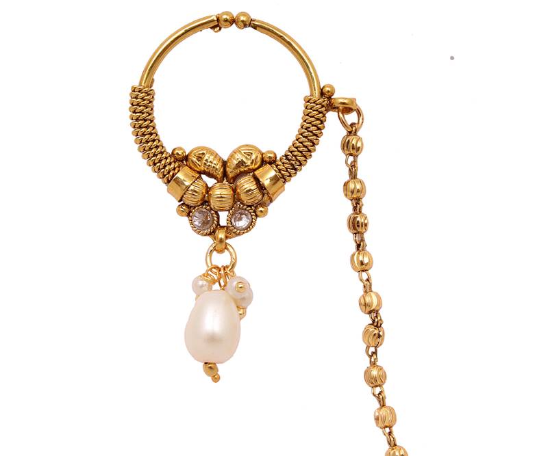 Golden Jodha Nose Ring For Women