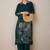 Green printed viscose rayon kurta trouser set