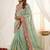 Sea green floral embroidered silk blend designer saree
