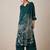 Green printed viscose rayon kurta trouser set