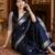 Navy blue zari  cotton kanjeevaram saree