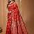 Red woven design zari silk blend heavy work kanjeevaram saree