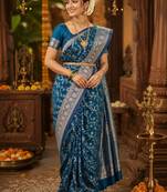 Bronze woven design zari silk blend designer banarasi saree