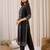 Black printed cotton kurta trouser set