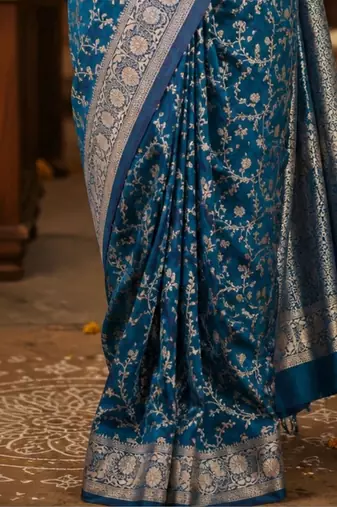 Bronze woven design zari silk blend designer banarasi saree