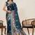 Teal ethnic motifs zari silk blend designer paithani saree
