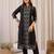 Black printed cotton kurta trouser set